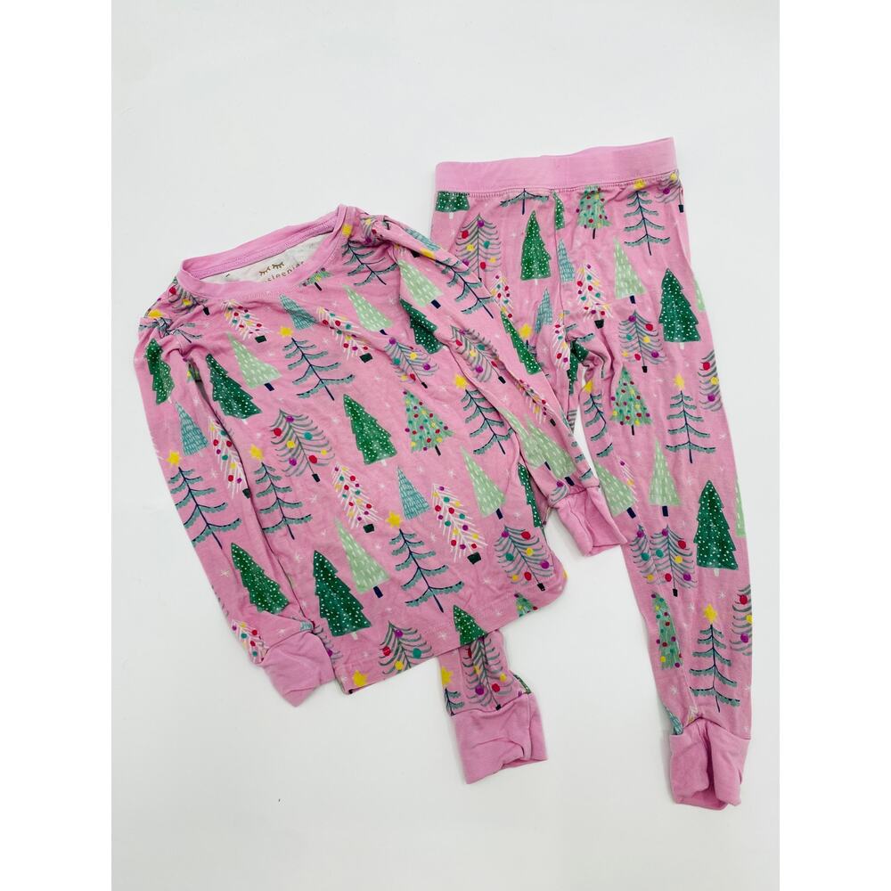 Little Sleepies baby bamboo pink christmas tree pajama set